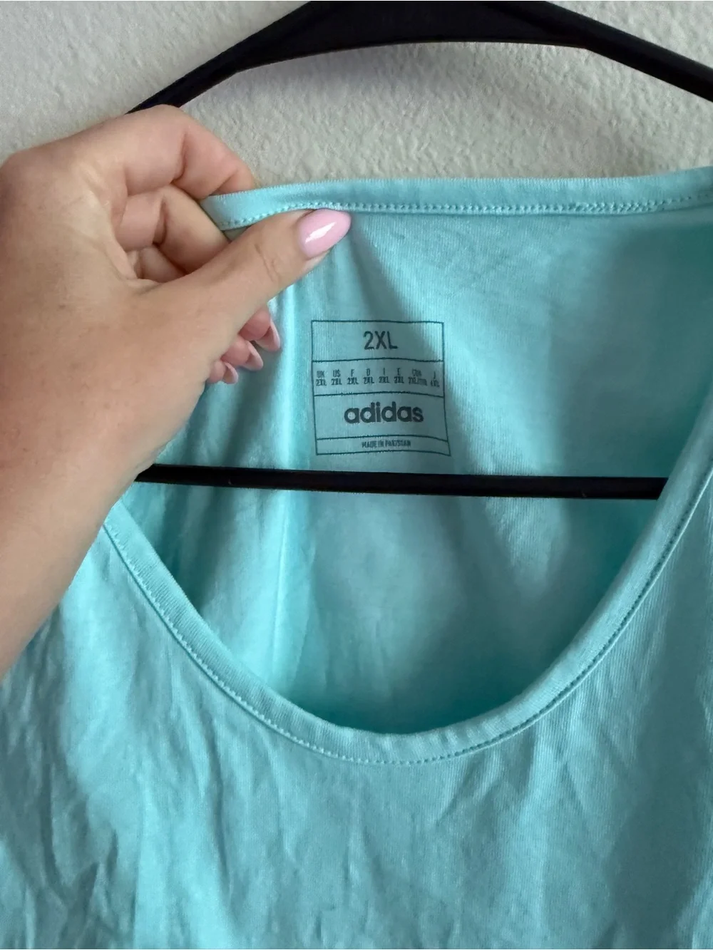 adidas Light Aqua Tank Cover-Up with Red Logo